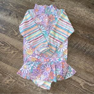 Floral and Striped Kids Swim Set